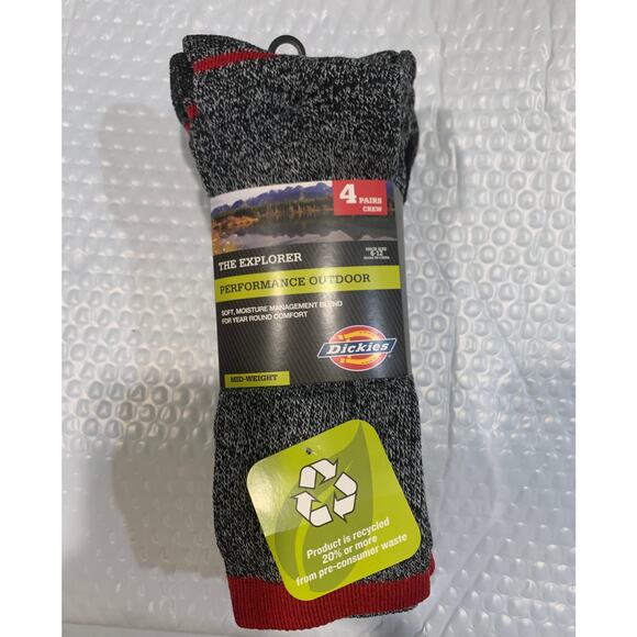 Men's Socks NEW 4 Pairs Dickies Moisture Control Crew All Season Shoe Sz 6-12 - Picture 1 of 5